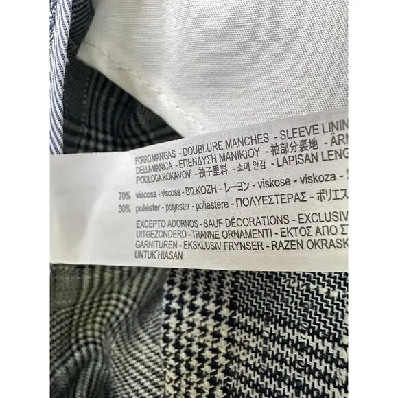 Zara Man Blazer Jacket Plaid Houndstooth Navy Blue & White US Men's Size 42 - Picture 8 of 13